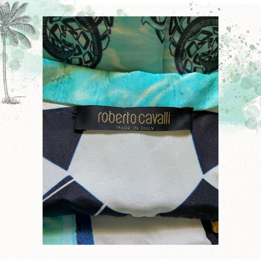 Roberto Cavalli Palm Trees & Turquoise Water Evening Gown S/S 2006 Sz 40IT In Good Condition For Sale In Saint Petersburg, FL
