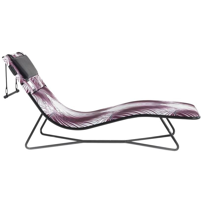 Roberto Cavalli Papeete Outdoor Chaise Longue Chair in Black For Sale