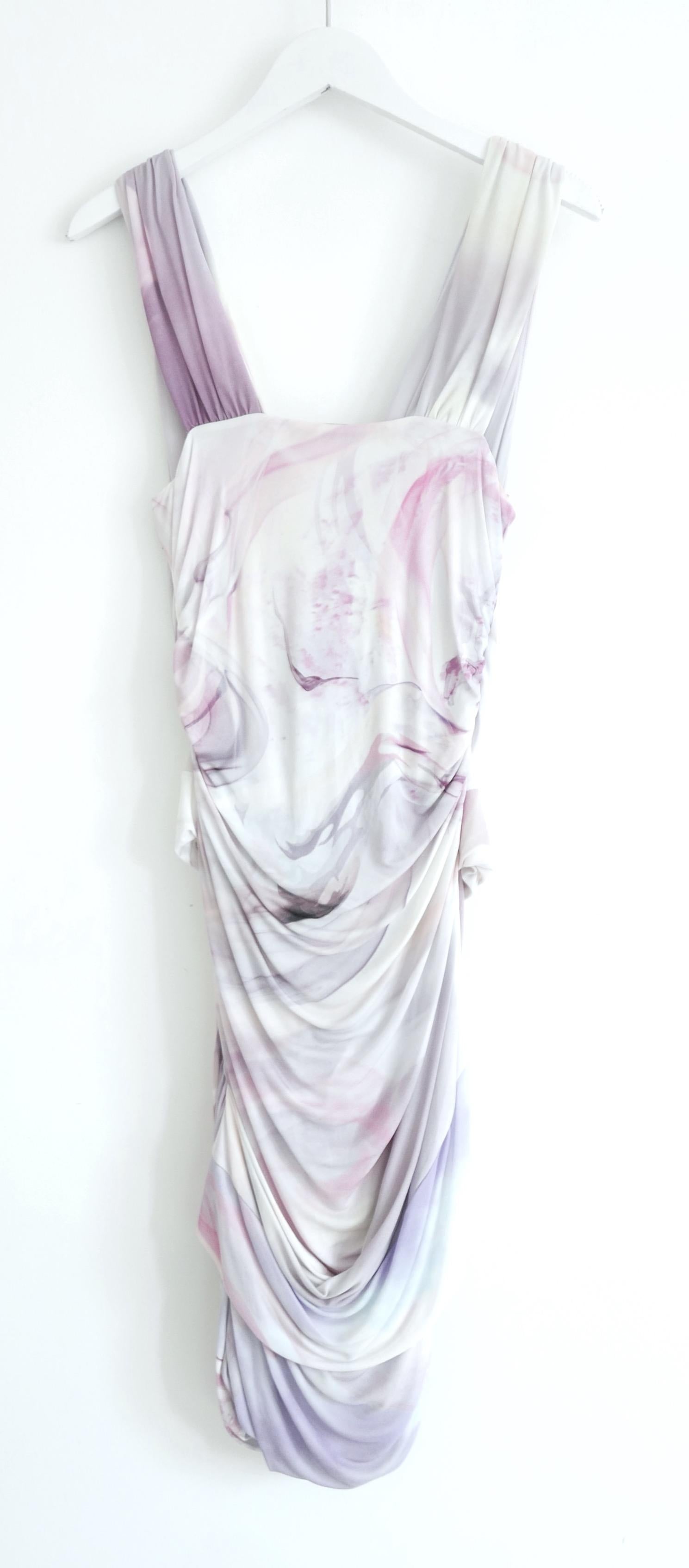 Roberto Cavalli Pastel Print Draped Dress In Excellent Condition In London, GB