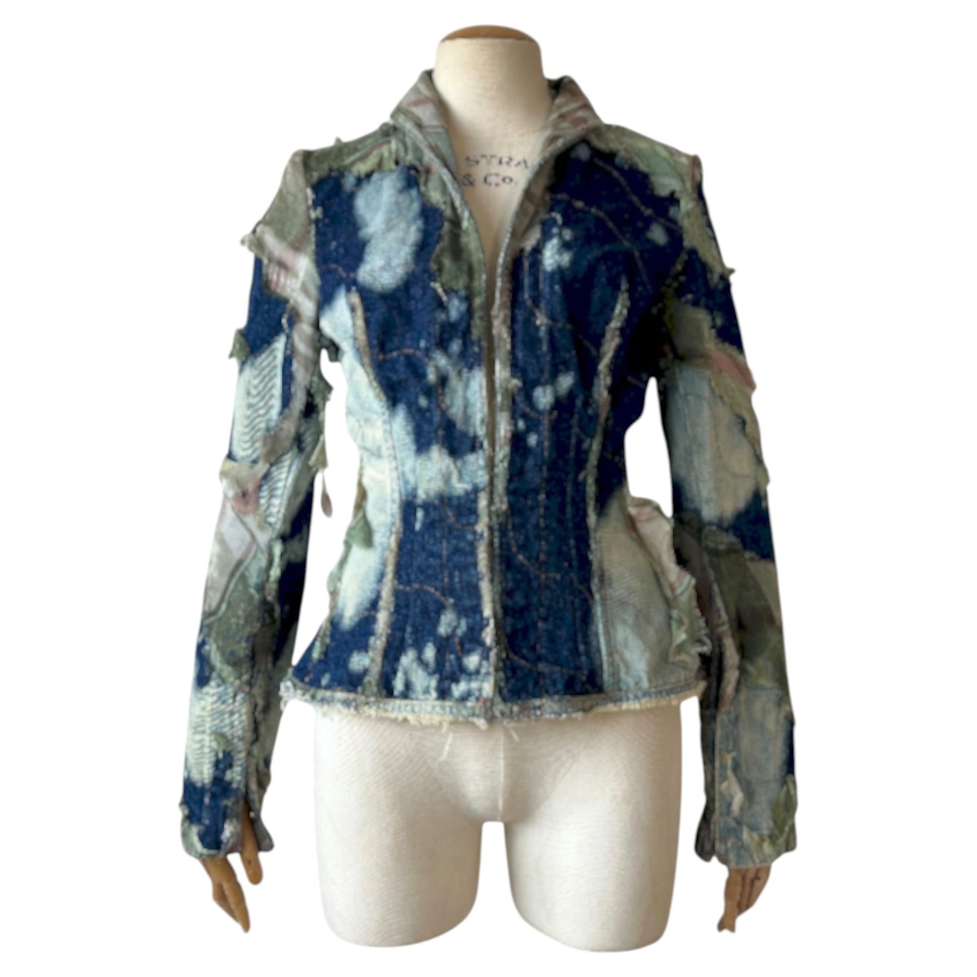 Roberto Cavalli Patchwork Denim and Silk Jacket, Fall Winter 2001