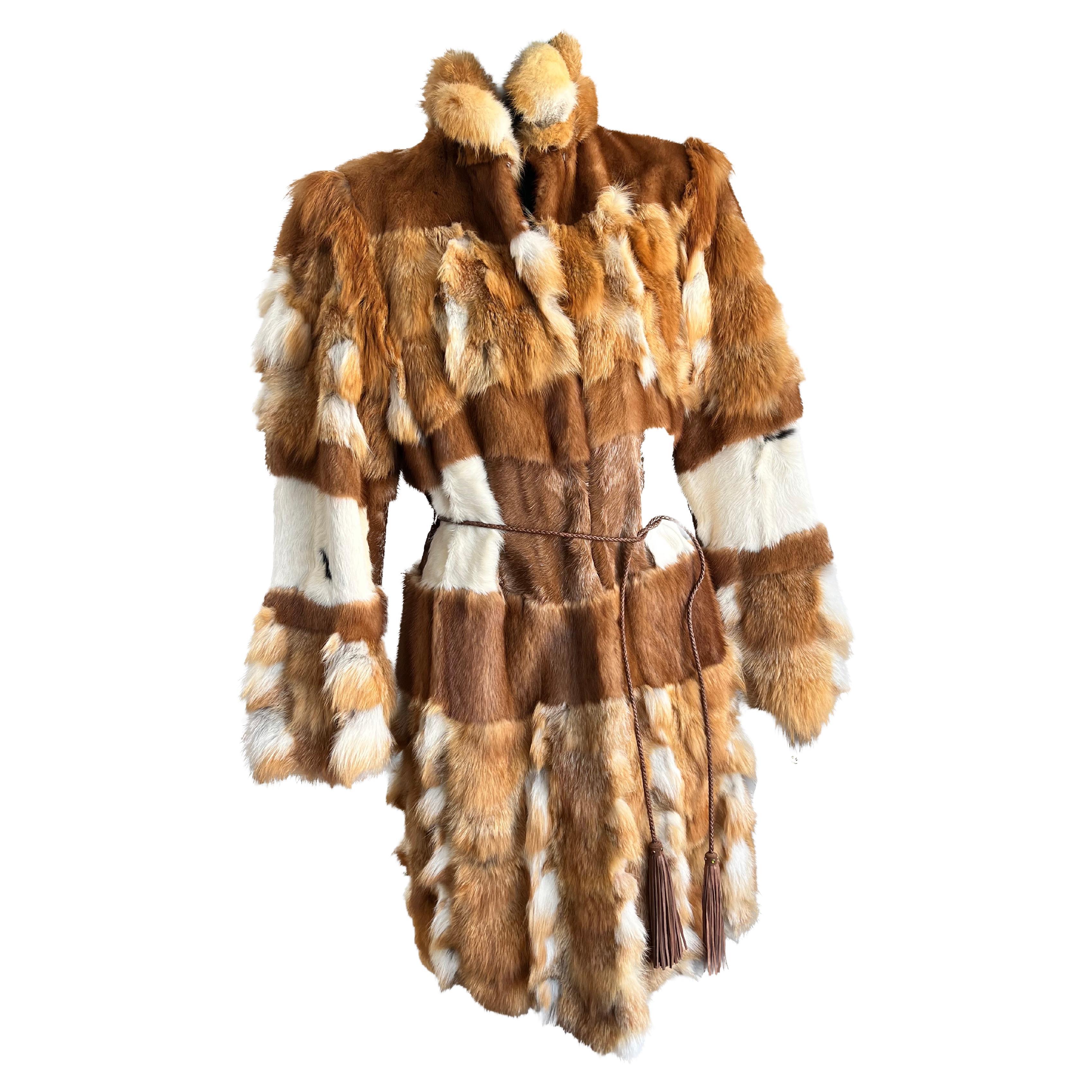 Roberto Cavalli Patchwork Fox Fur Coat  For Sale