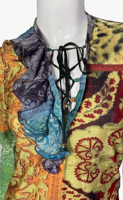 Roberto Cavalli patchwork-style top with lacing
