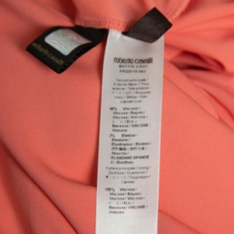 Roberto Cavalli Peach Jersey Embellish Wraped Detail Draped Dress S en vente 1