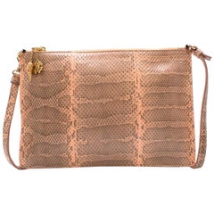 Roberto Cavalli Peach Python Shoulder Bag