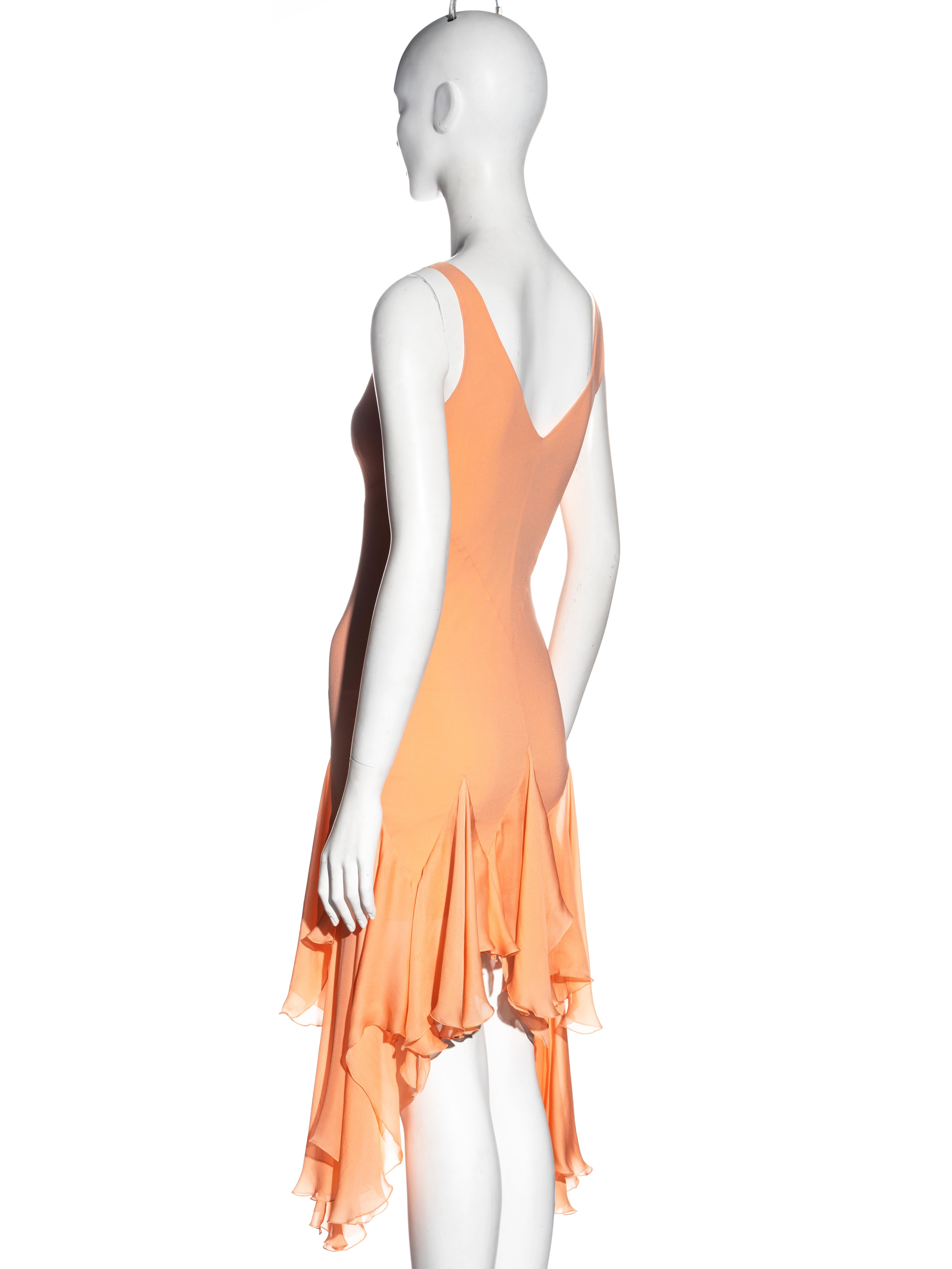 Orange Roberto Cavalli peach silk bias-cut dress, ss 2004