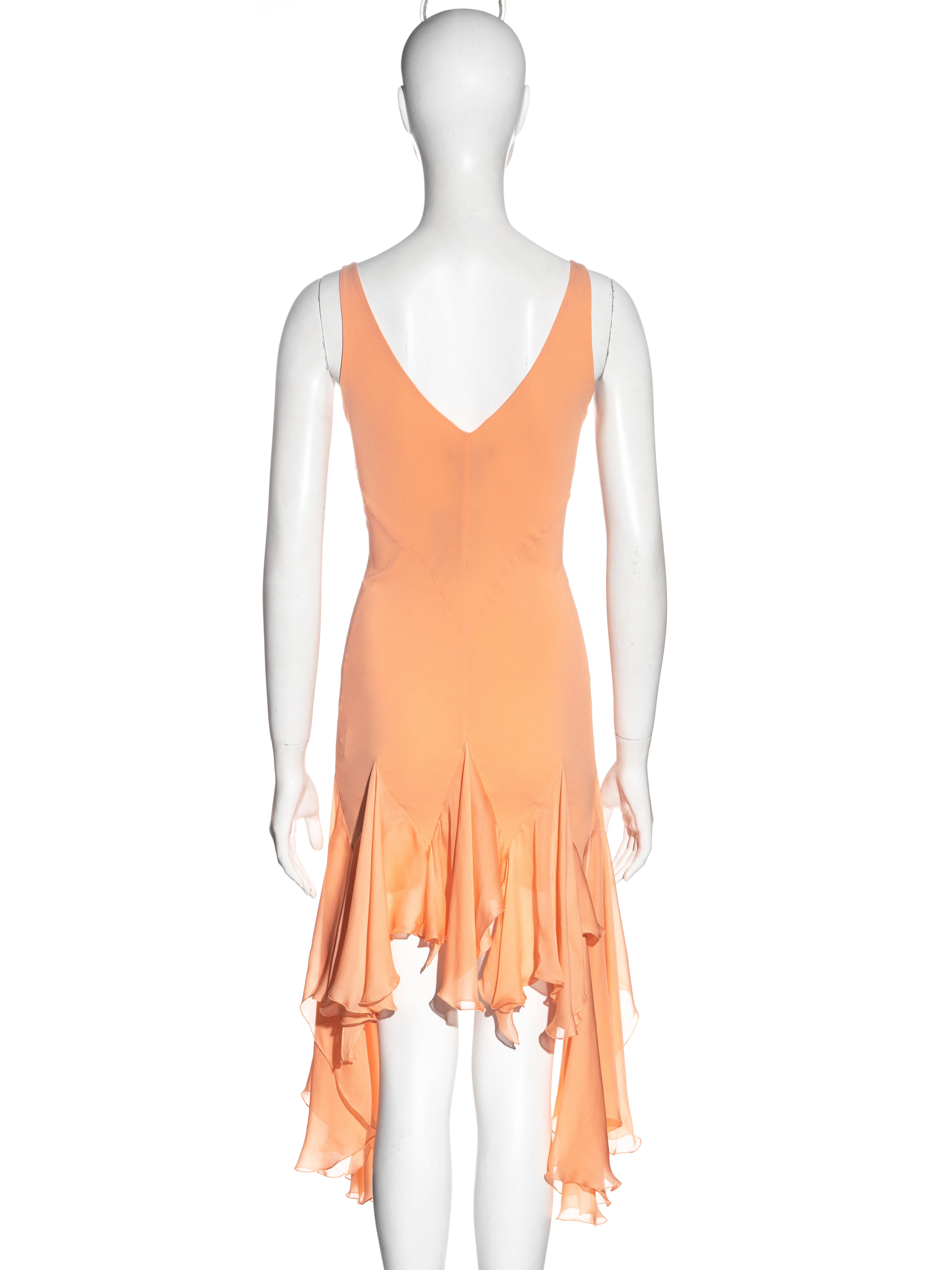 Roberto Cavalli peach silk bias-cut dress, ss 2004 In Excellent Condition In London, GB