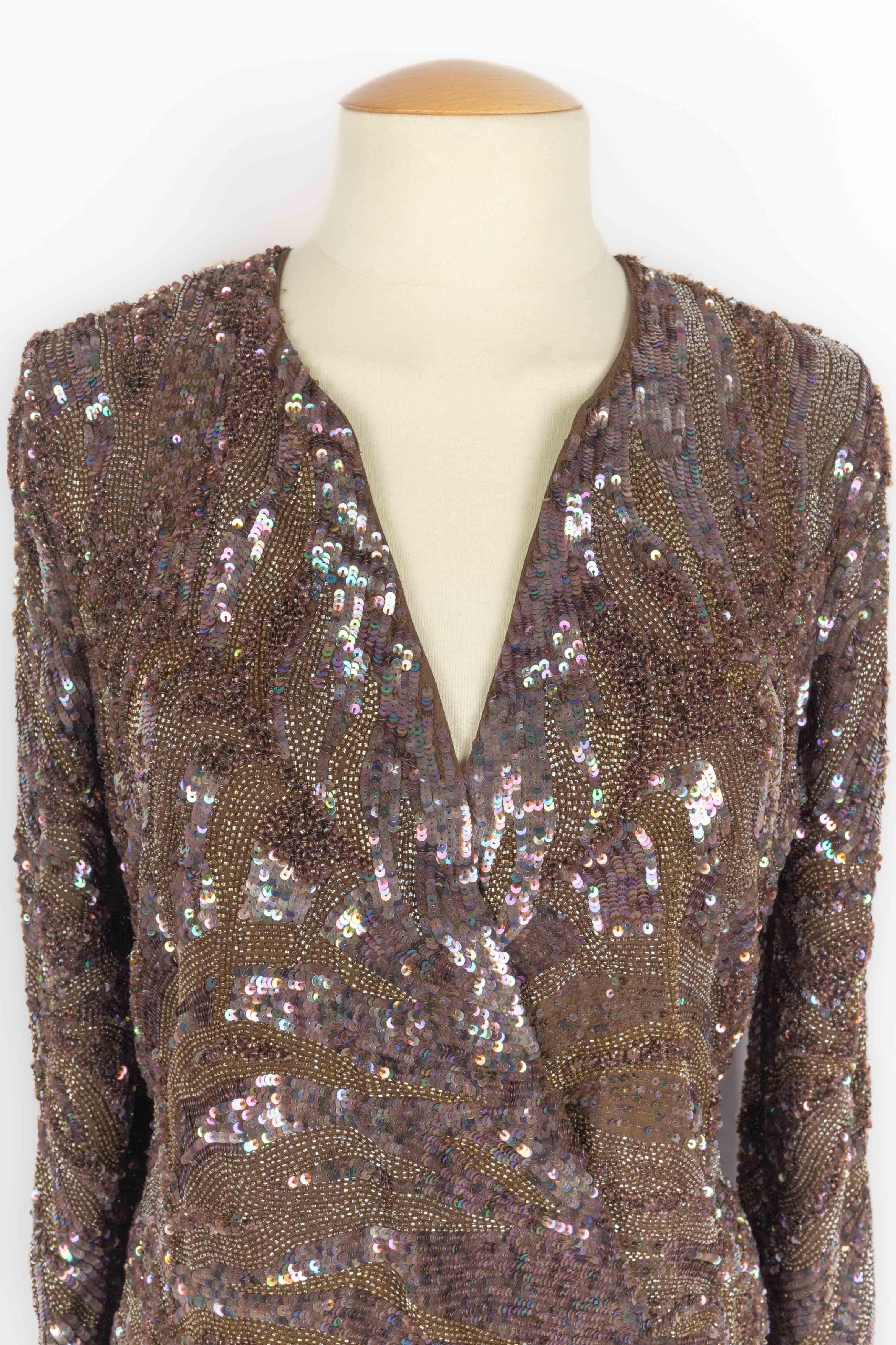 Grigio Abito con perle di Roberto Cavalli in vendita