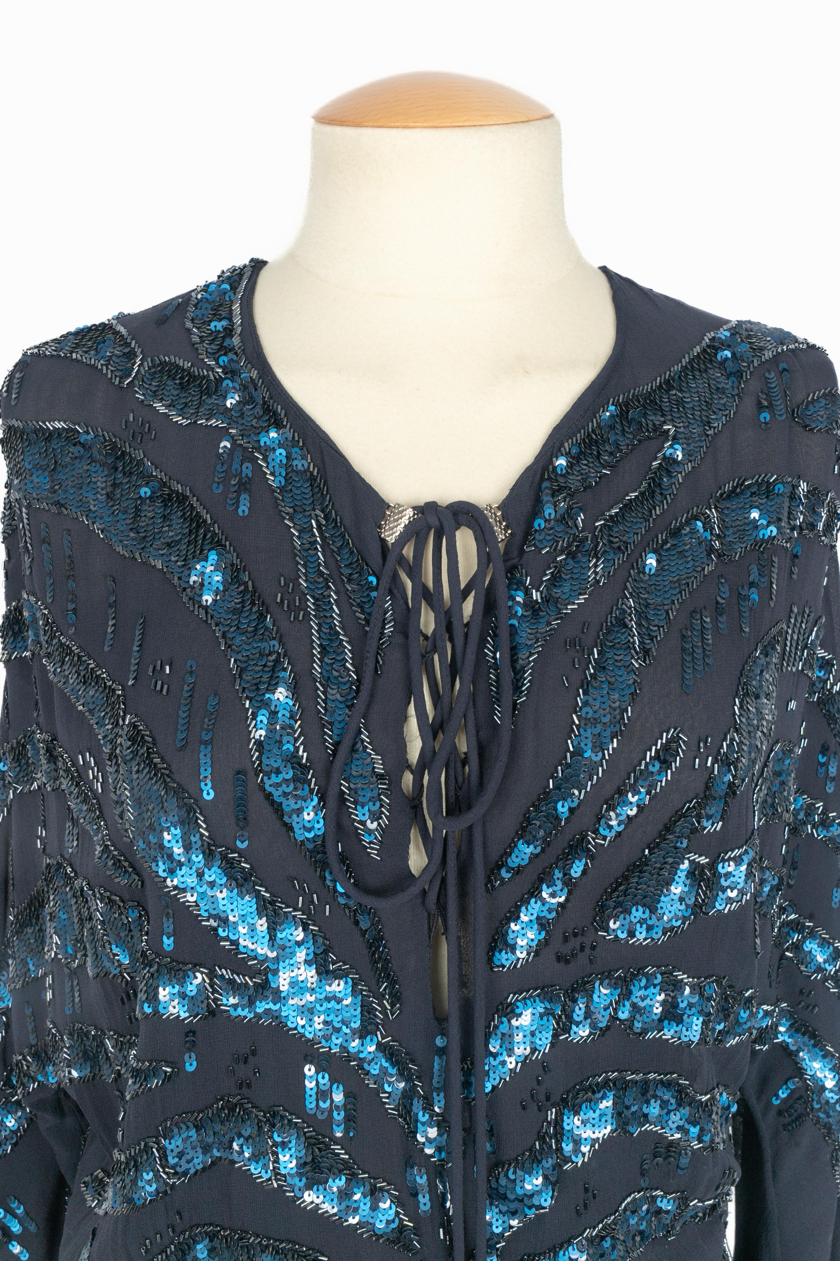 Noir Robe perlée Roberto Cavalli en vente