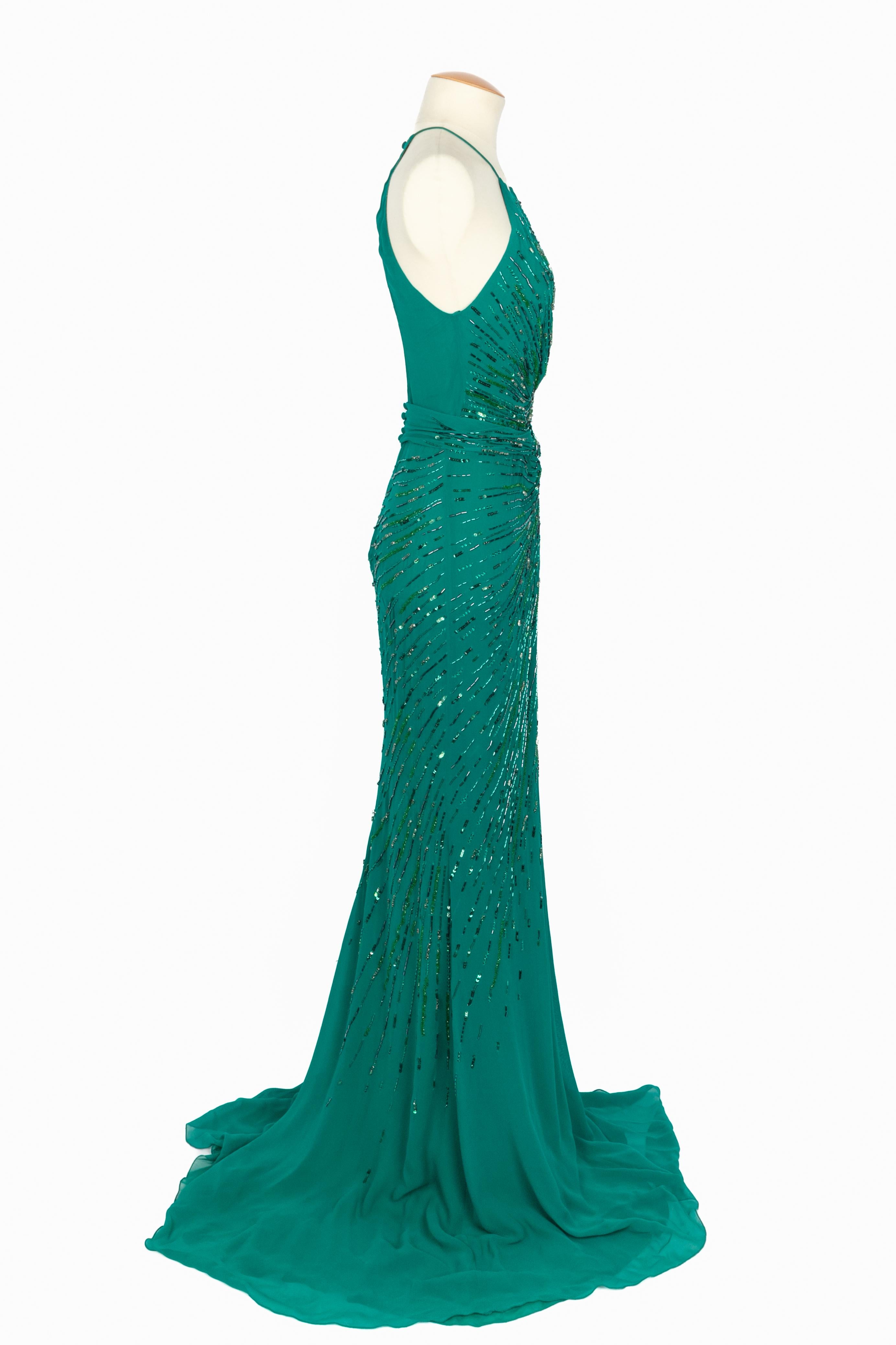 Robe en soie perlée Roberto Cavalli en vente 1