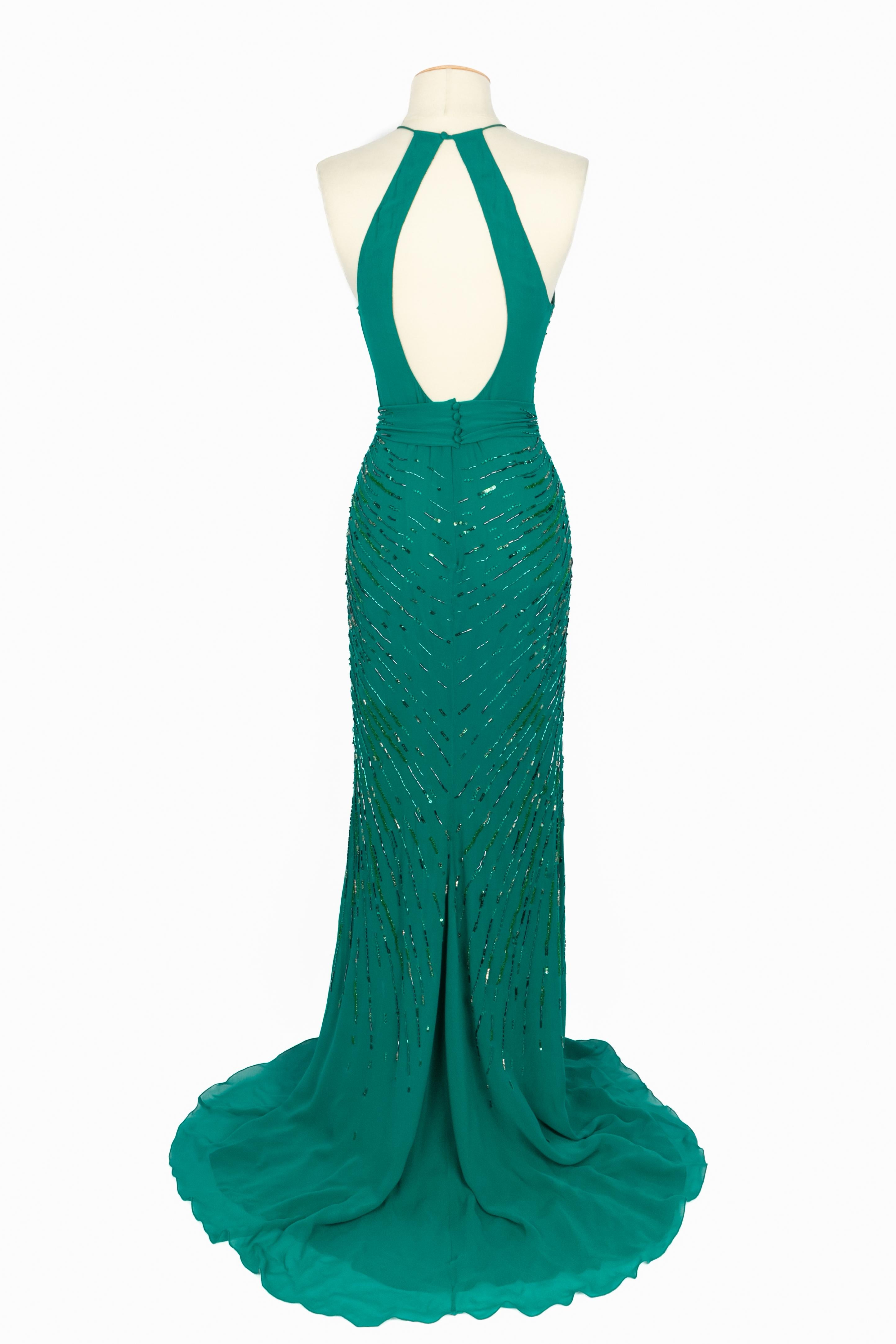 Robe en soie perlée Roberto Cavalli en vente 2