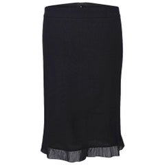 Roberto Cavalli Pencil Skirt Semi Sheer Pleated Ruffle Hem Black S