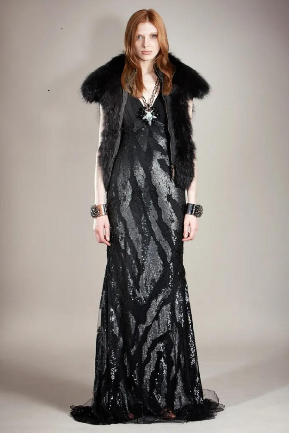 Roberto Cavalli PF 2011 Blue Sequin Embellished as seen on the TV Dress It 42/ 6 For Sale 3