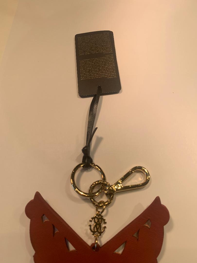 Brown Roberto Cavalli Pink and Gold Leather Key Holder, Fob, or Purse Charm