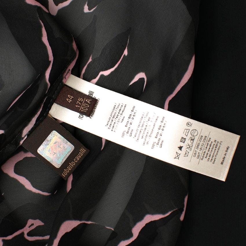 Roberto Cavalli Pink and Grey Animal Print Silk Blouse - Size US 8 In New Condition For Sale In London, GB