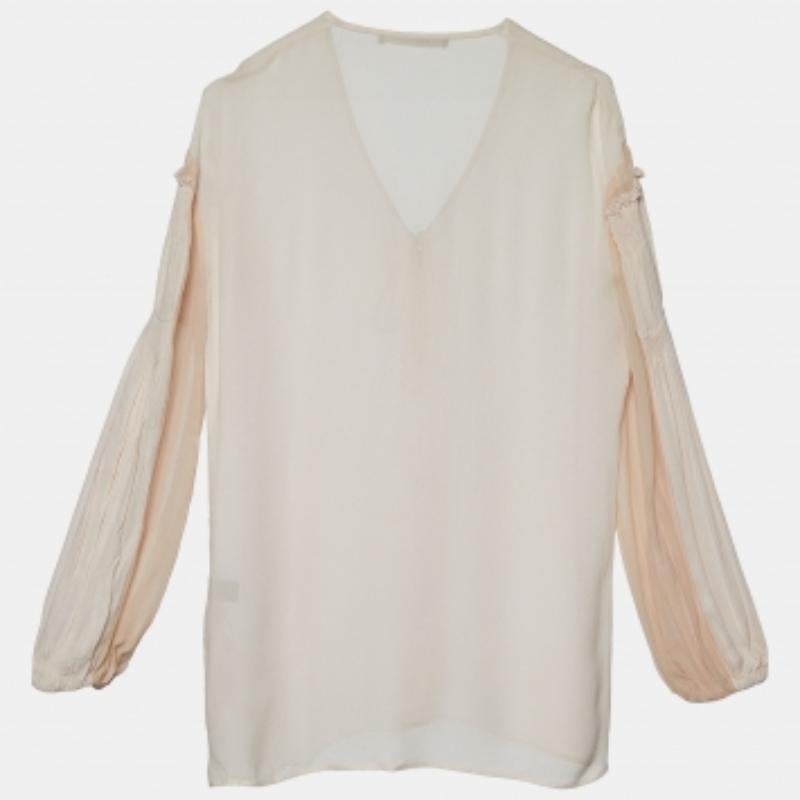 Roberto Cavalli - Top in chiffon rosa con dettaglio a pieghe - S in vendita 1