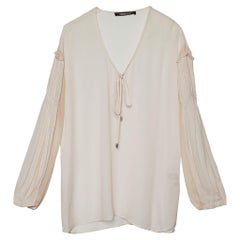 Roberto Cavalli Pink Chiffon Pleated Trim Detail Top S