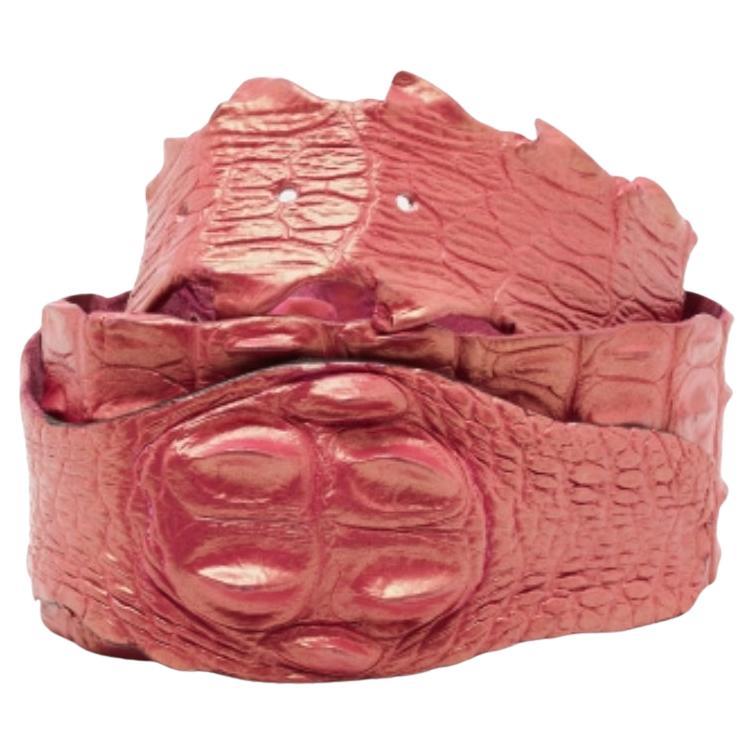 Roberto Cavalli Cintura in vita in coccodrillo rosa retro Horn