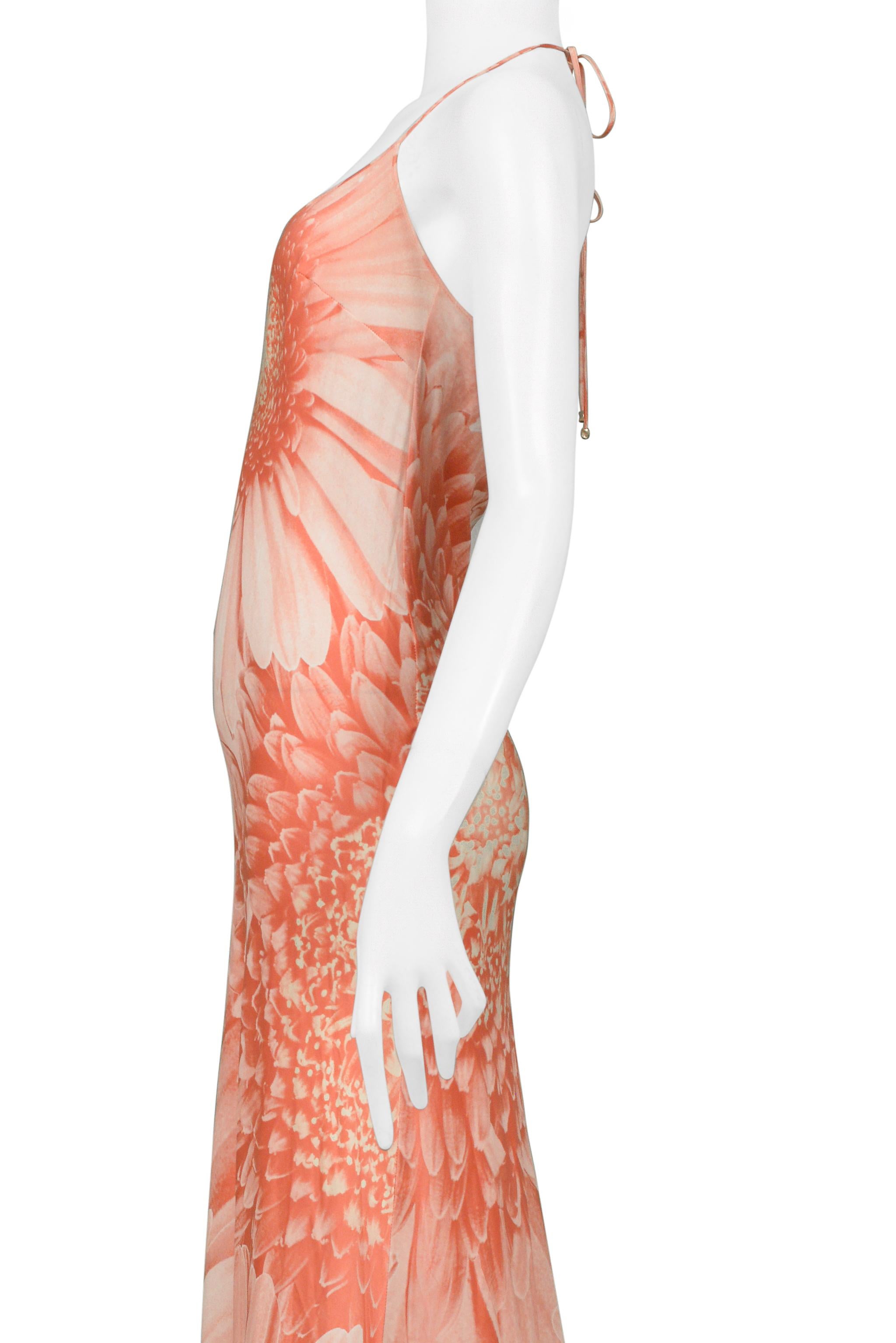 Roberto Cavalli Pink Daisy Maxi Slip Dress In Excellent Condition For Sale In Los Angeles, CA