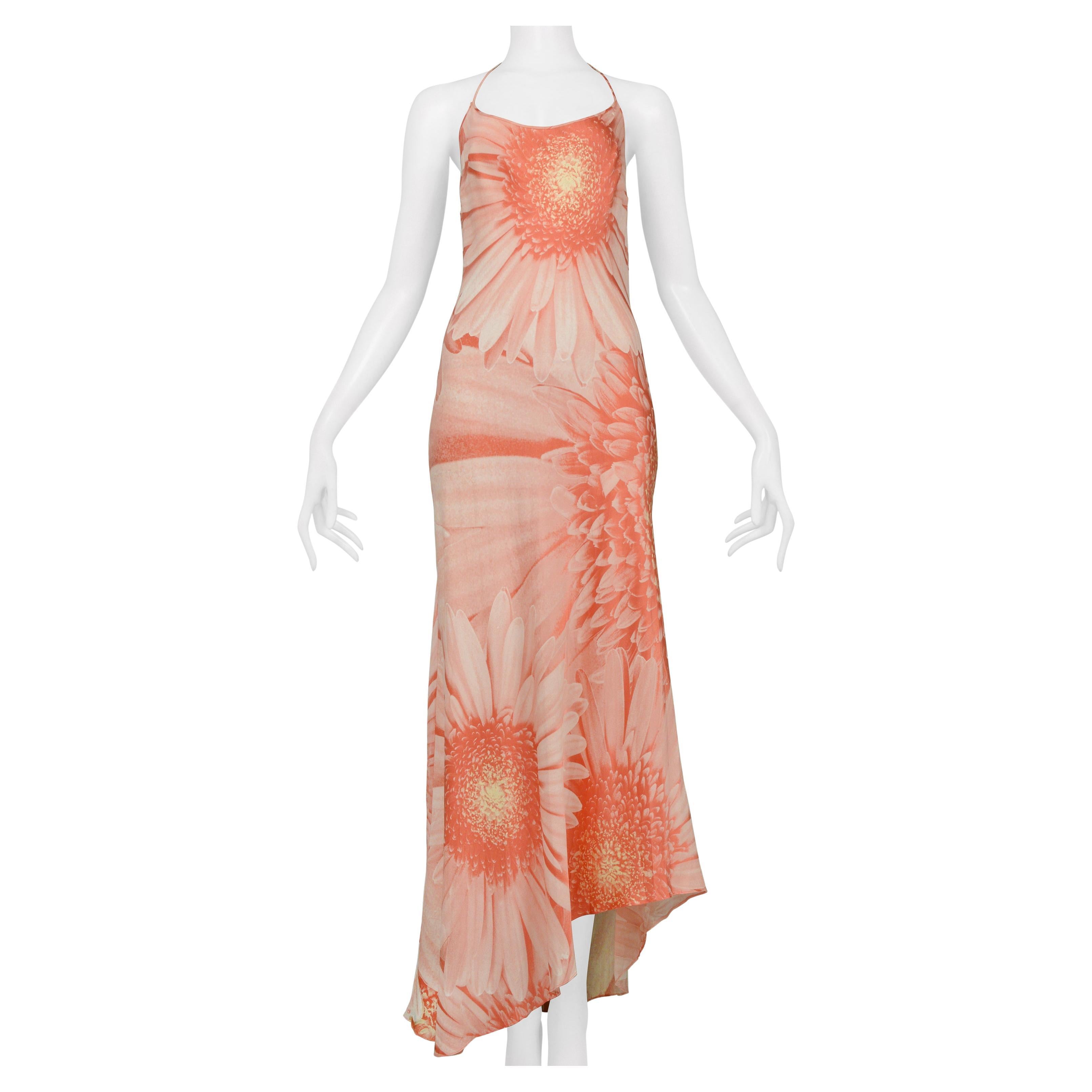 Roberto Cavalli Pink Daisy Maxi Slip Dress For Sale