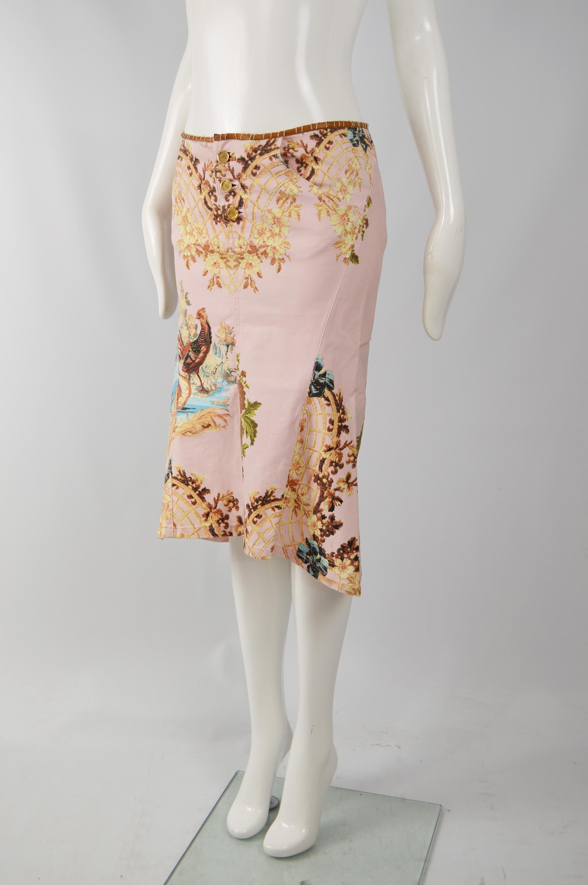 Women's Roberto Cavalli Pink Denim Skirt S