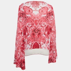 Roberto Cavalli Pink Floral Print Jersey Kimono Top M