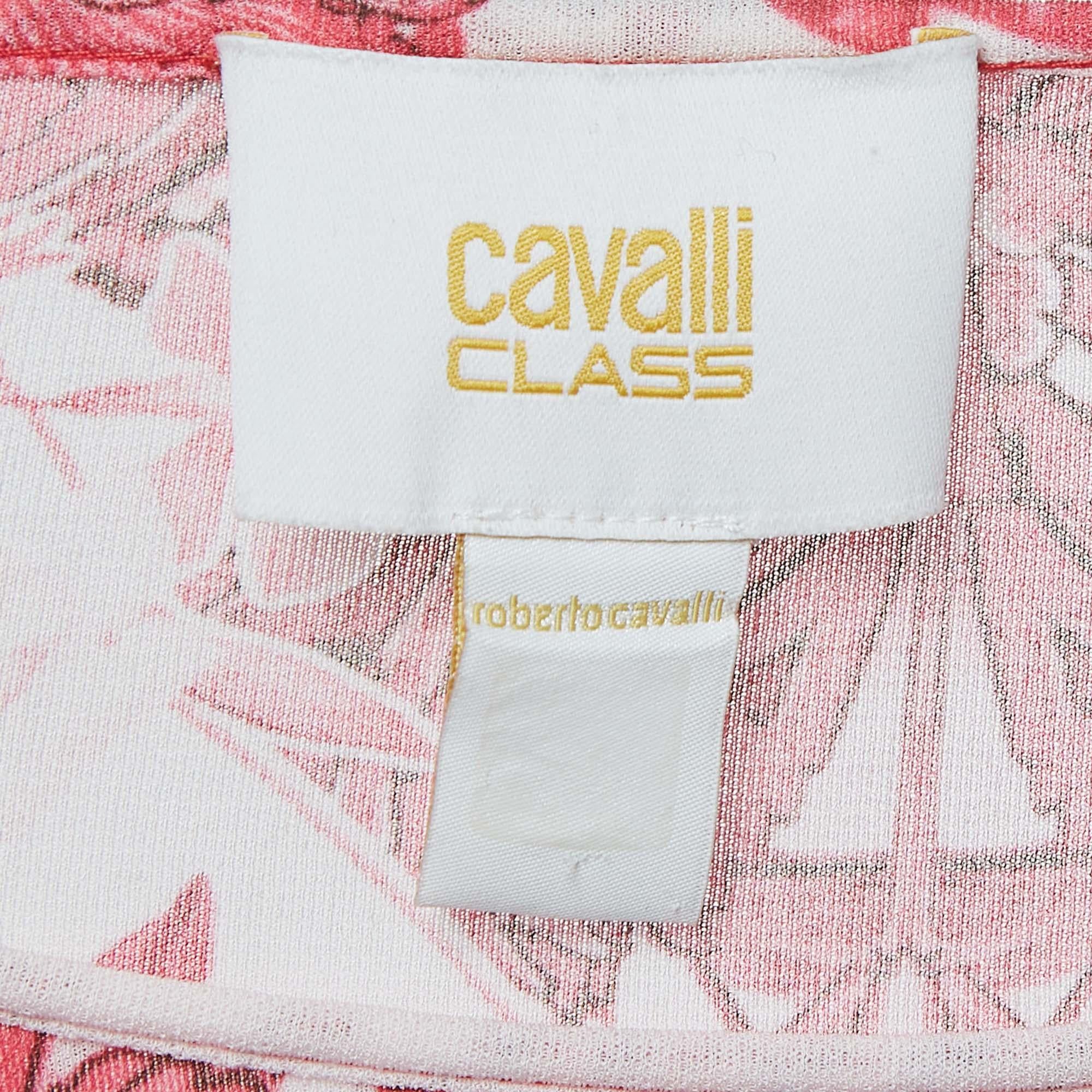 Roberto Cavalli Pink Floral Print Jersey Kimono Top M In Good Condition For Sale In Dubai, Al Qouz 2