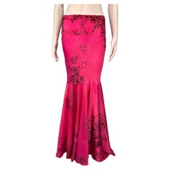 Roberto Cavalli Pink Floral Silk Maxi Skirt