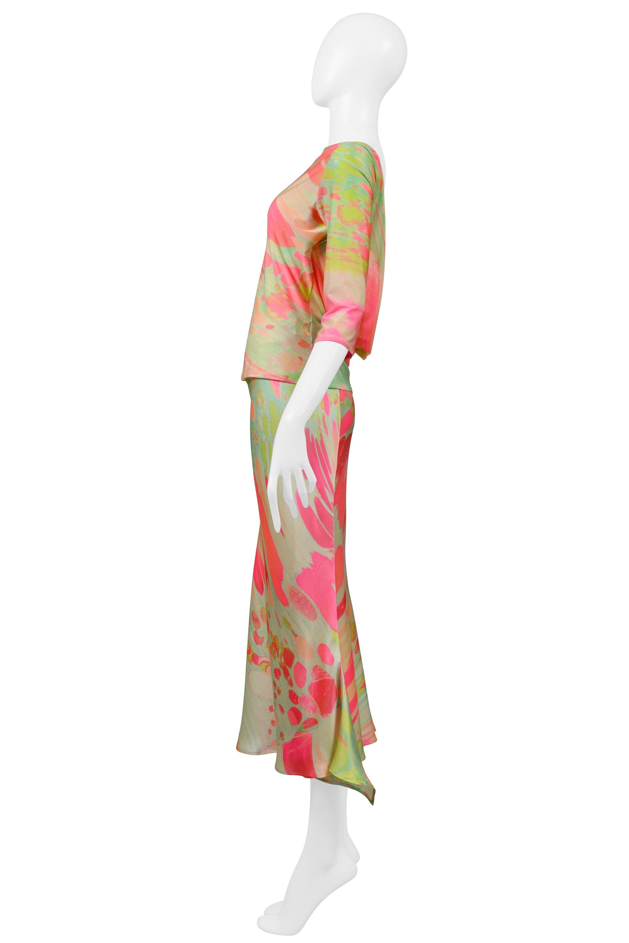 Beige Roberto Cavalli Pink & Green Abstract Set 1999