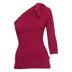Roberto Cavalli Pink Knit One Shoulder Top M
