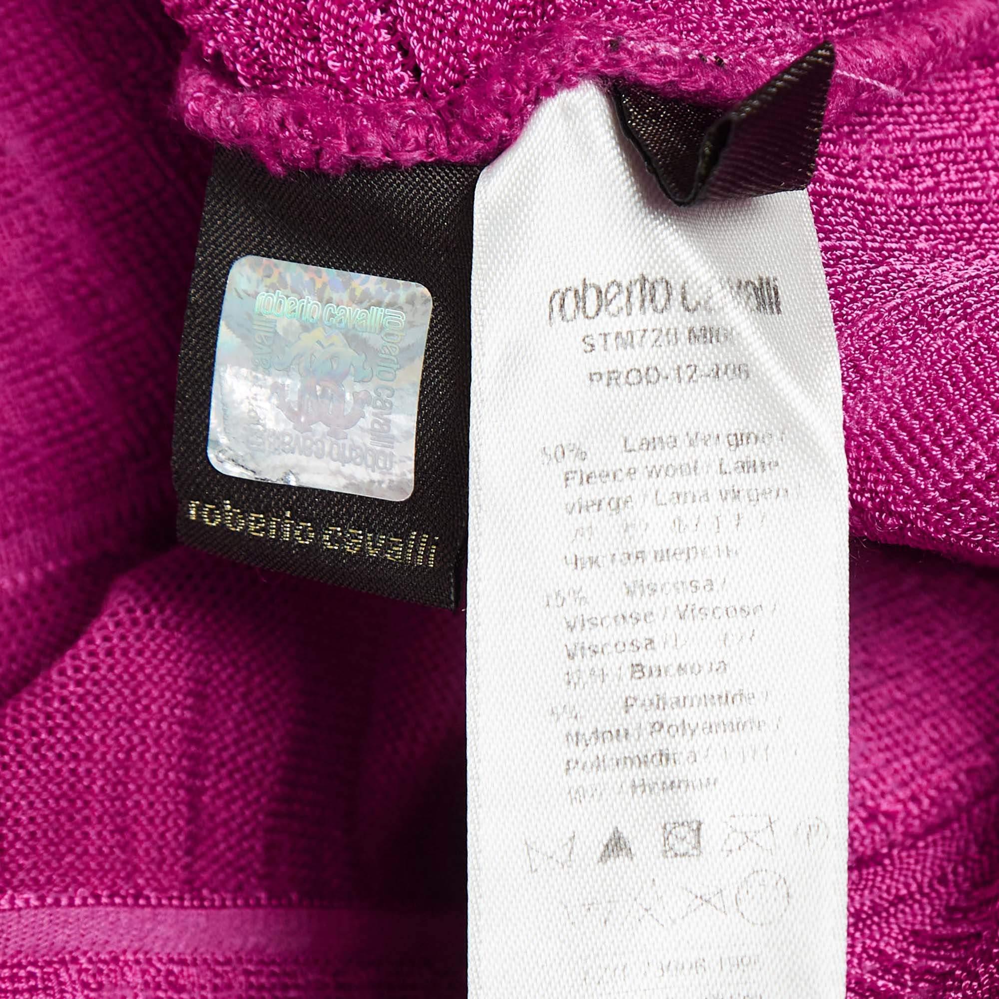 Roberto Cavalli Pink Pointelle Knit Dolman Sleeve Mini Dress M For Sale 4