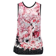 Roberto Cavalli Pink Printed Perforated Knit Sleeveless Tank Top M