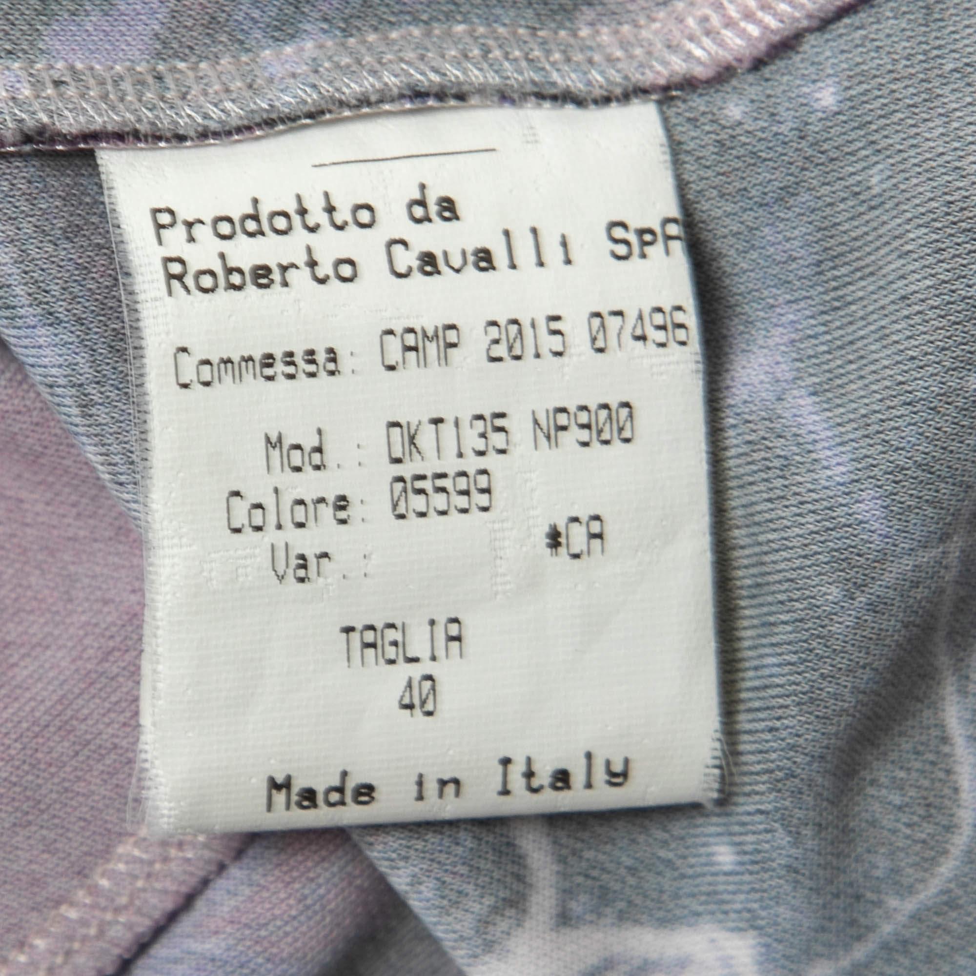 Roberto Cavalli Pink/Purple Print Jersey Short Dress S 1