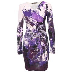 Roberto Cavalli Pink/Purple Print Jersey Short Dress S