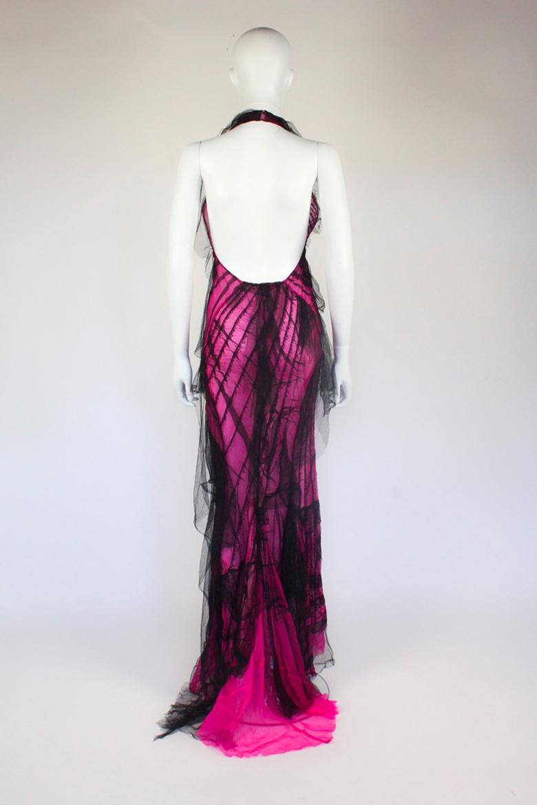 Roberto Cavalli Pink Silk Dress S/S 2001 In Good Condition For Sale In Norwich, GB