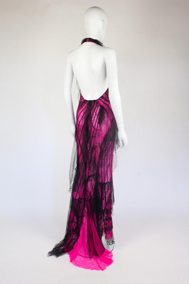 Women's Roberto Cavalli Pink Silk Dress S/S 2001 For Sale