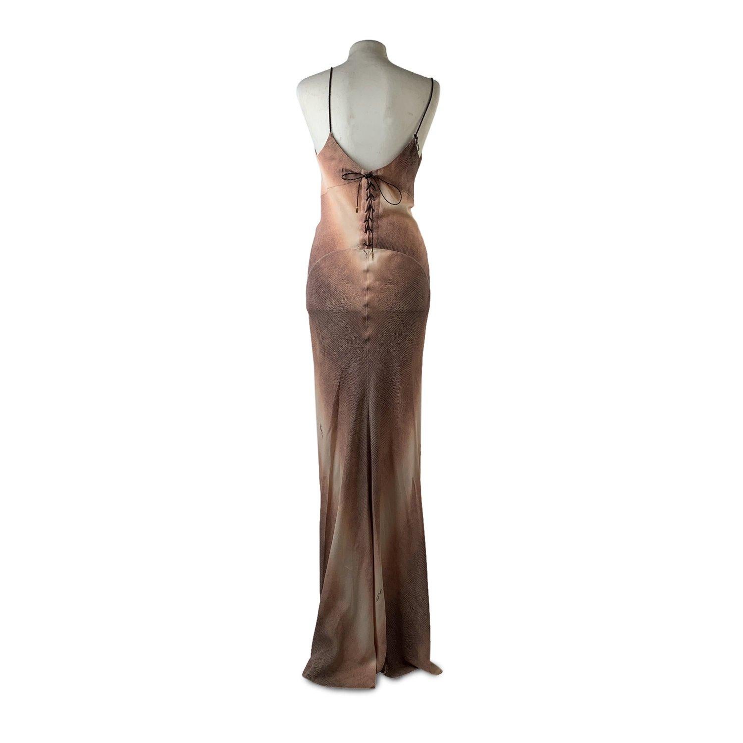 Roberto Cavalli Pink Silk Evening Dress Gown with Stole Size XS In Excellent Condition In Rome, Rome
