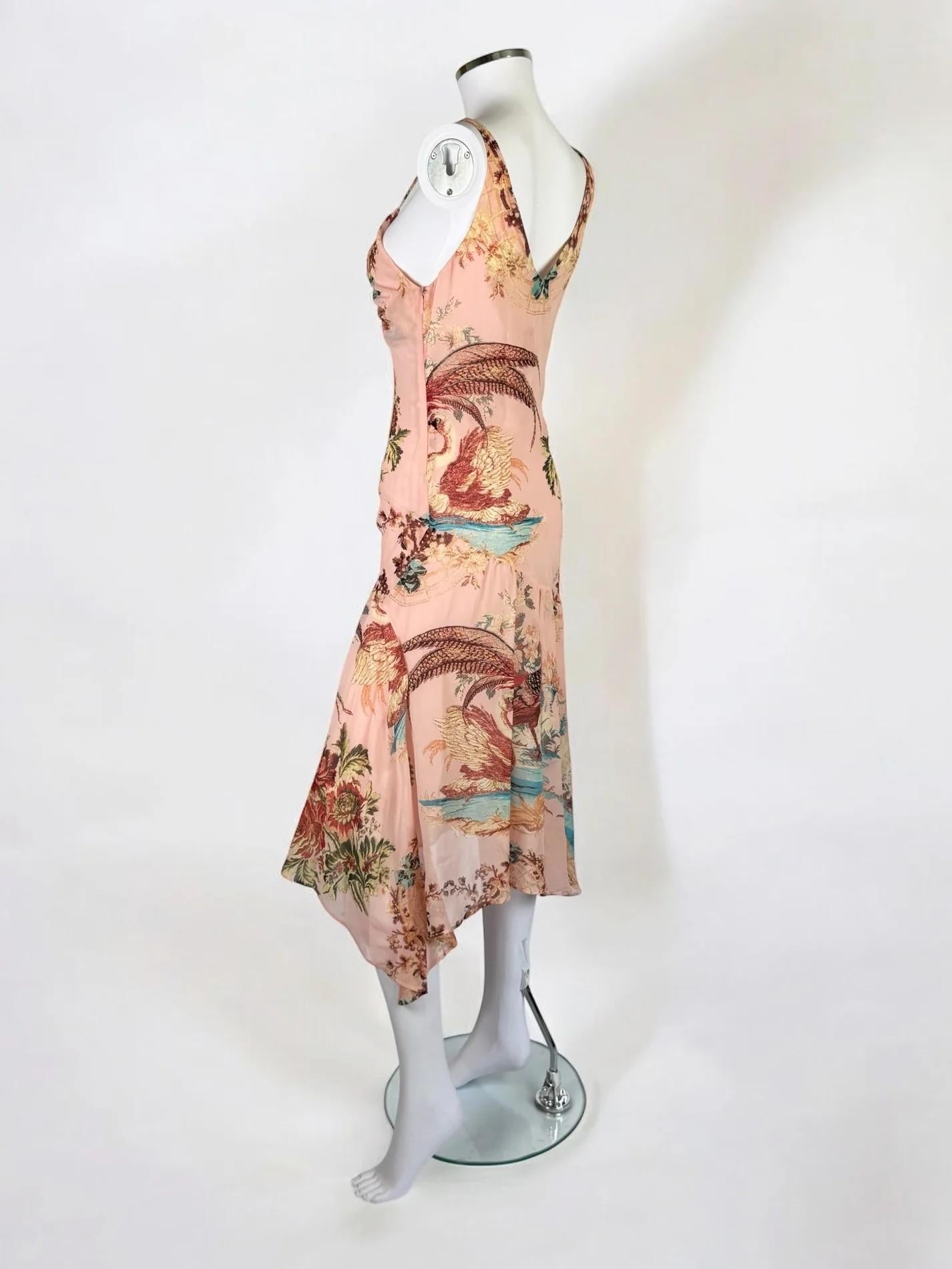 Women's Roberto Cavalli Pink Silk Floral Dress, SS 2003 For Sale