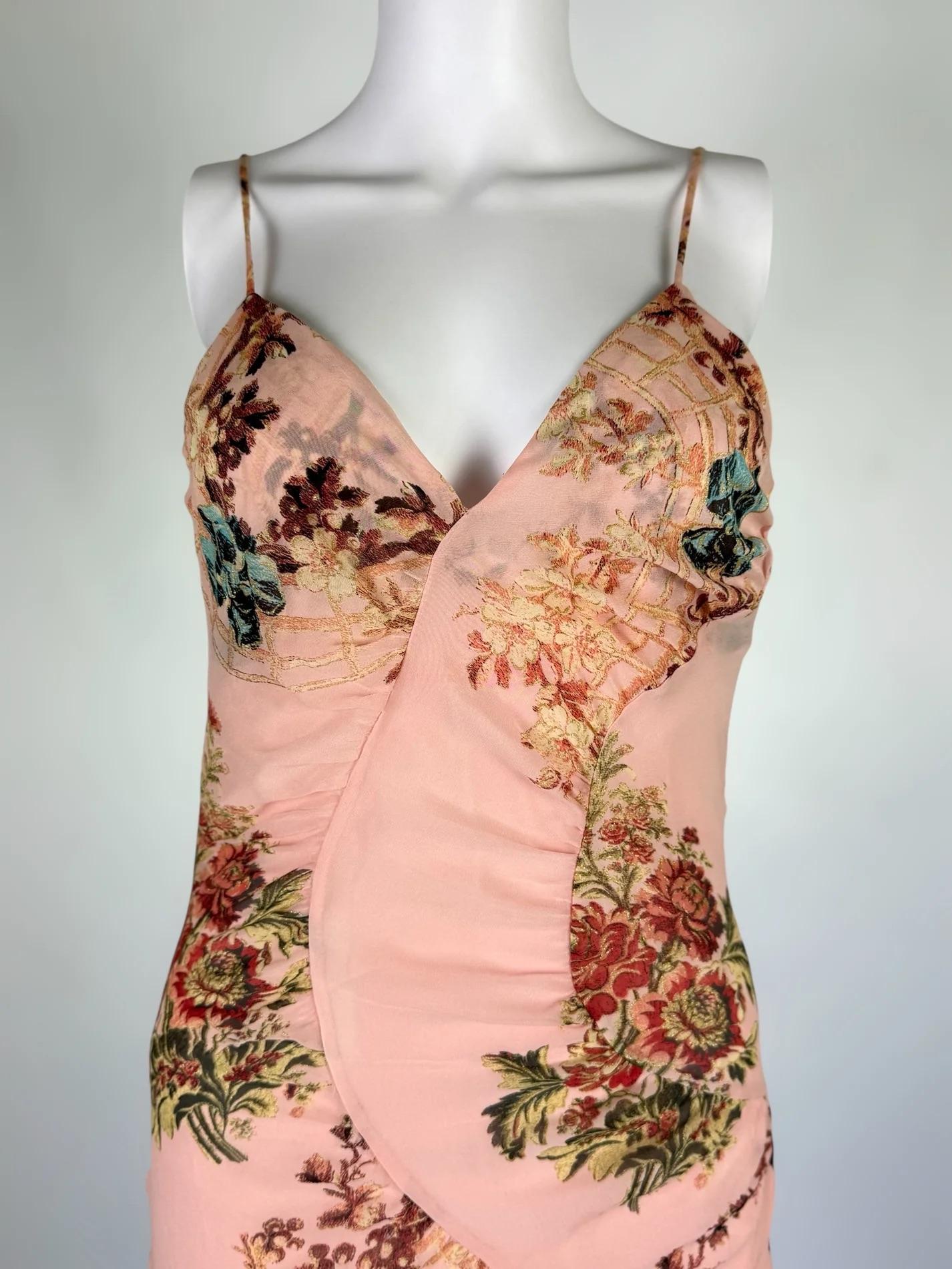 Roberto Cavalli Pink Silk Floral Dress, SS 2003 For Sale 1