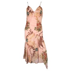 Roberto Cavalli Rosa geblümtes Seidenkleid, SS 2003