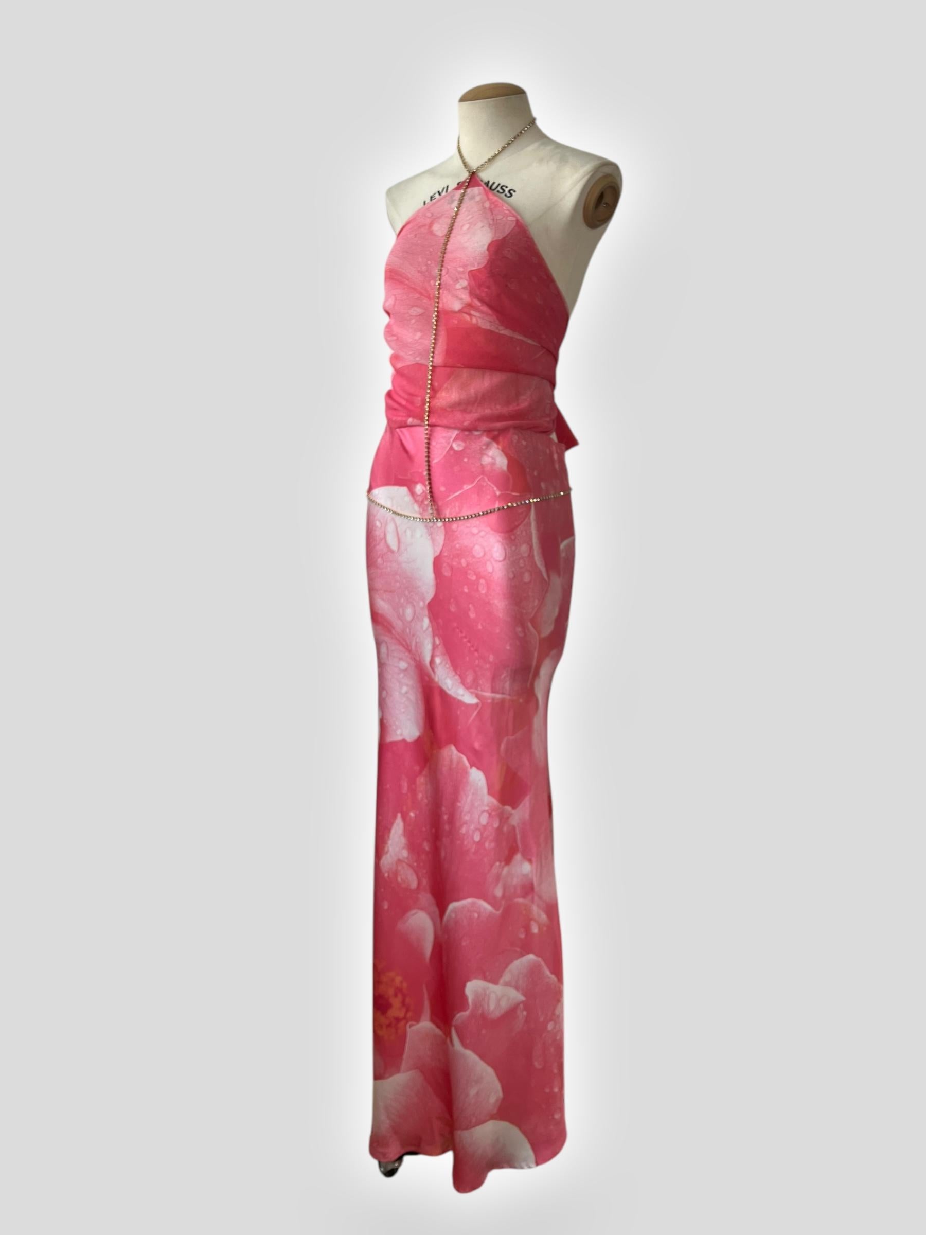 Roberto Cavalli Pink Silk Gown, Spring 2000 In Good Condition For Sale In CAPELLE AAN DEN IJSSEL, ZH