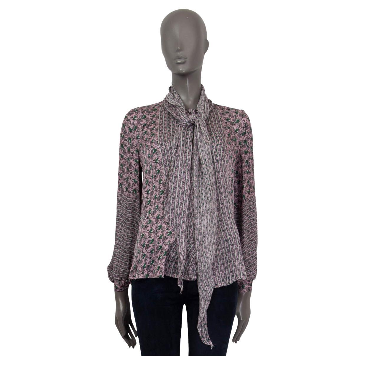 ROBERTO CAVALLI pink silk ROSE PUSSY BOW Blouse Shirt 40 S For Sale
