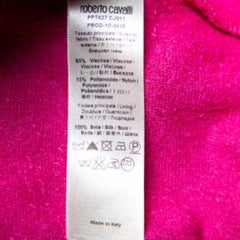 Roberto Cavalli Pink Velour Hooded Zip Front Jacket L
