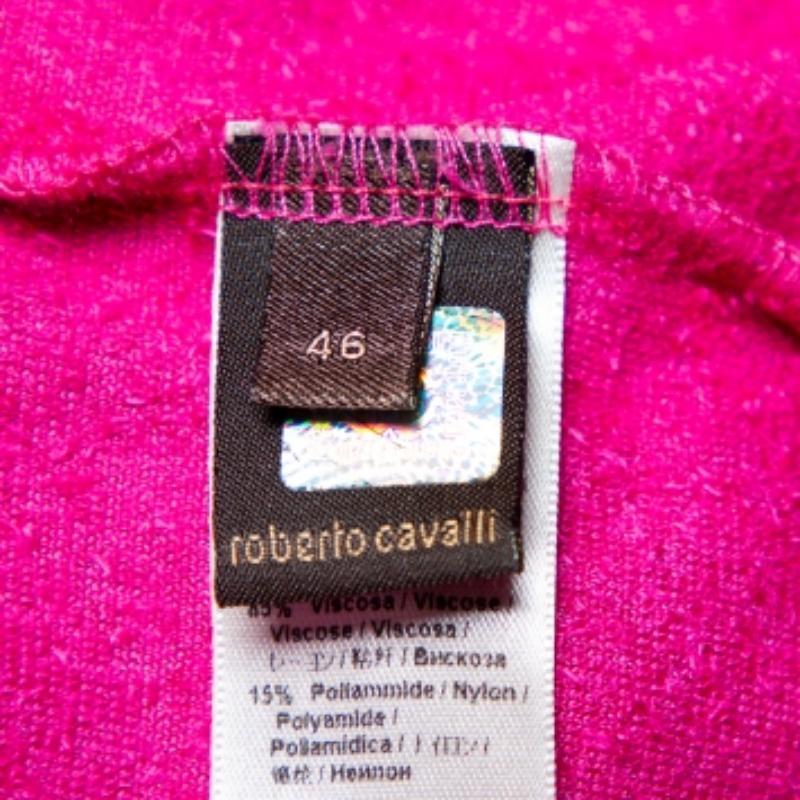 Roberto Cavalli Pink Velour Hooded Zip Front Jacket L In Fair Condition For Sale In Dubai, Al Qouz 2
