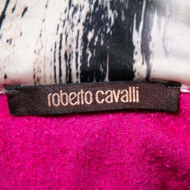 Roberto Cavalli Pink Velour Hooded Zip Front Jacket L For Sale 3