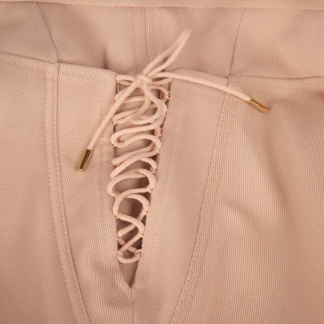 Roberto Cavalli Pink Wool Lace Up Pencil Skirt Size XL In New Condition For Sale In London, GB