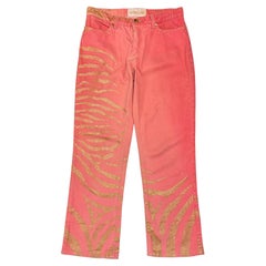 Vintage Roberto Cavalli "Pink Zebra" Glitter Jeans  S/S 1999