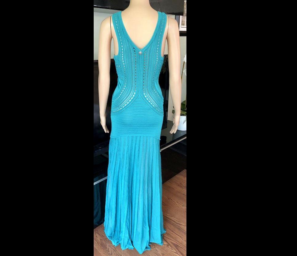 Women's Roberto Cavalli Plunging Neckline Cutout Crochet Maxi Dress Gown  For Sale