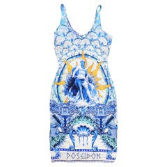 Roberto Cavalli Poseidon God Mosaic Couture Blue Just Retro 90s Mini Dress