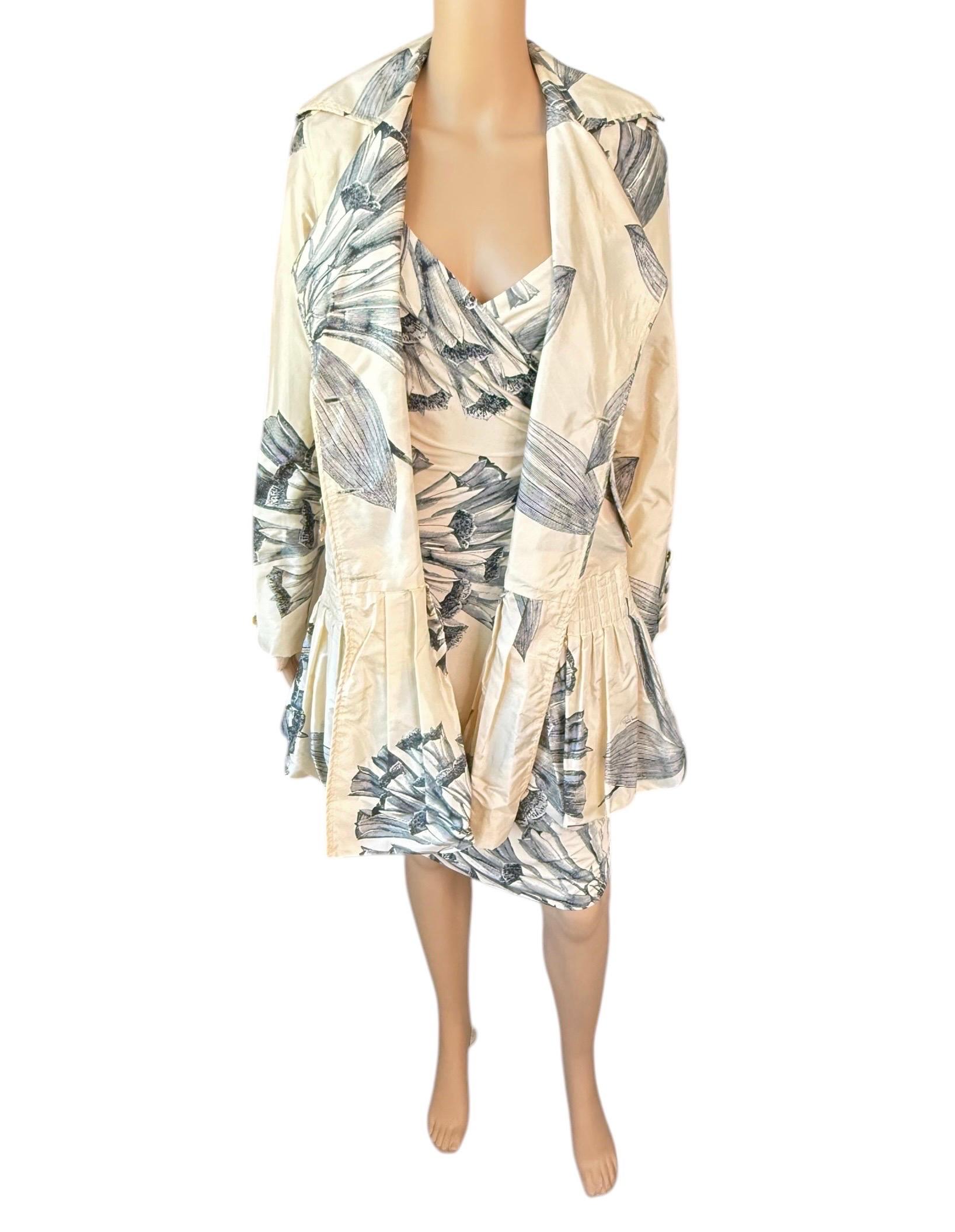 Roberto Cavalli Pre-Fall 2009 Dress & Silk Belted Jacket 2 Piece Set Ensemble For Sale 9