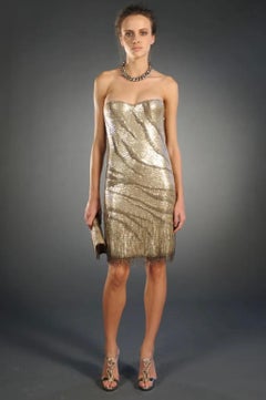 Roberto Cavalli Pre-Fall 2012 Gold Embellished Fringe Dress